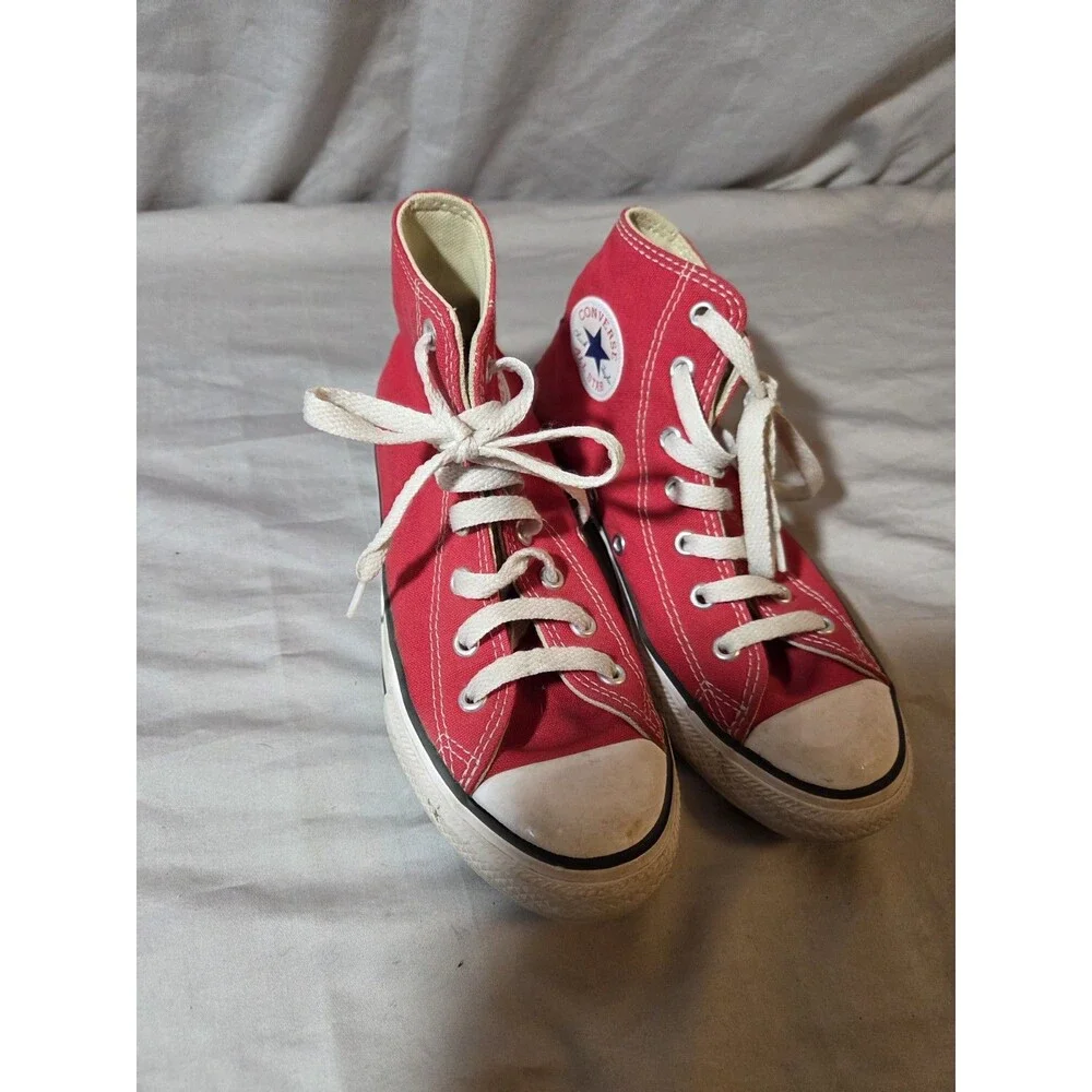 VTG Y2K CONVERSE All Star Red Hi-top tennis shoes kids 9 skater retro cons